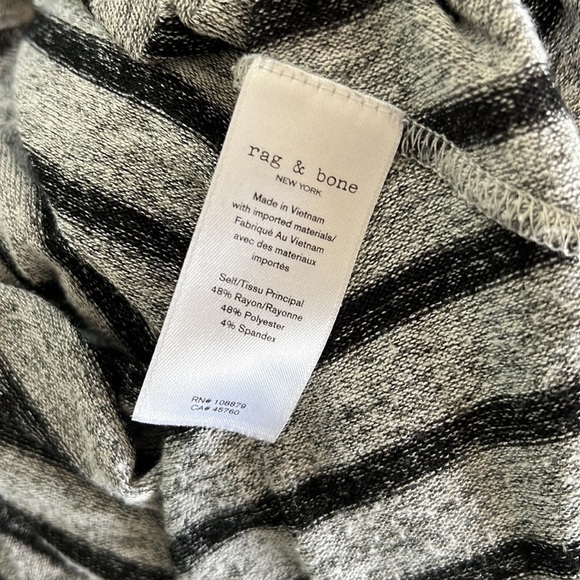 Rag & Bone Gray Black Stripe Hudson V Neck Sweater Top - Picture 11 of 13
